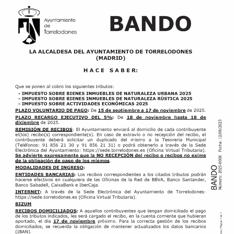 Abierto el plazo voluntario de pago del IBI y del IAE 2025
